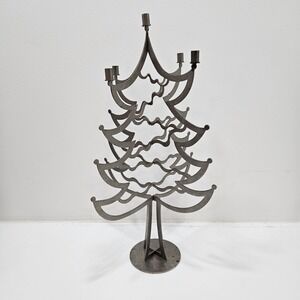 Vtg Amy Hess Christmas Tree Winter Candle Holder Sculpture Figurine 1997 Damaged